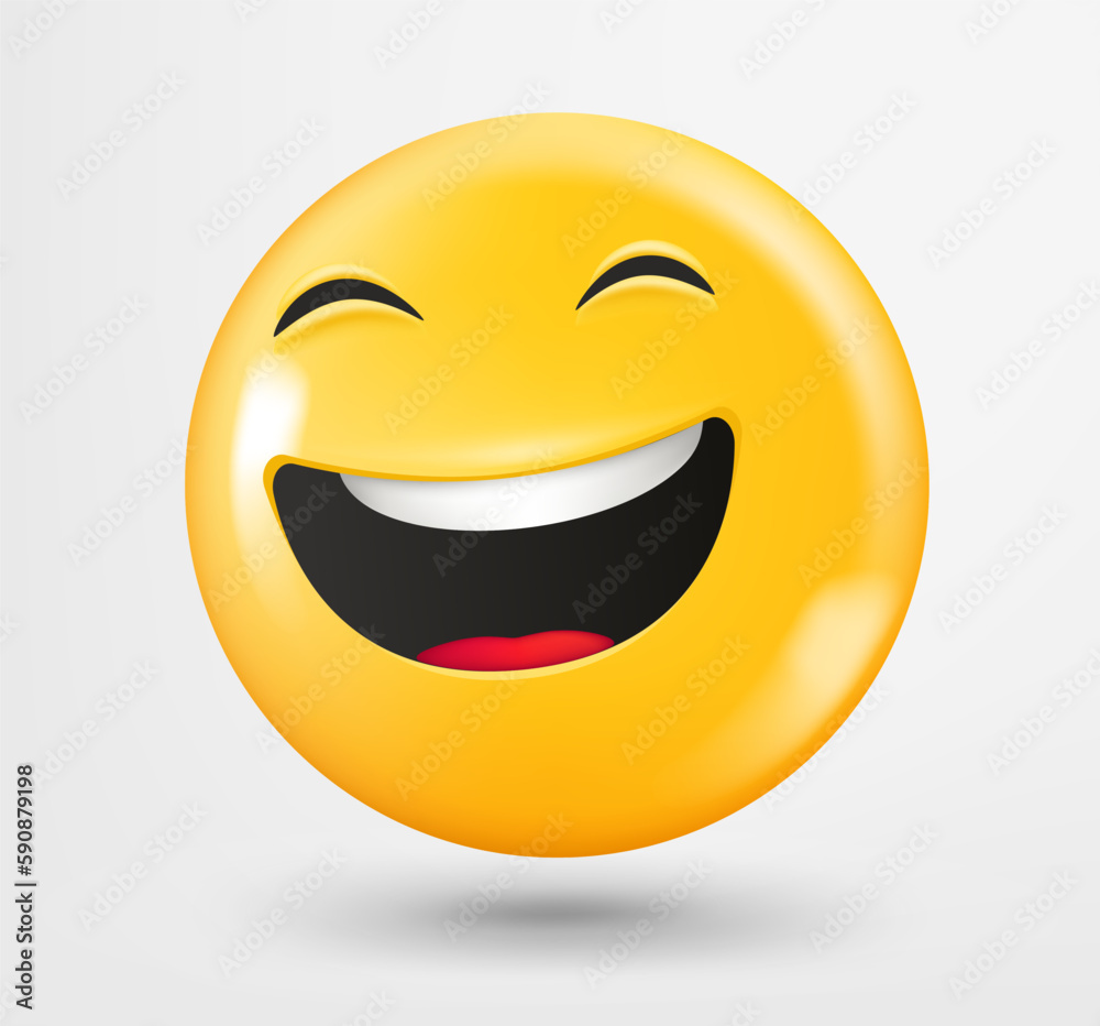 Poster smiling emoji 3d vector. emoticon isolated on white background