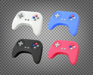 Modern gamepads set isolated on transparent background. Gamebling concept. 3d vector banner with copy space  © tovovan