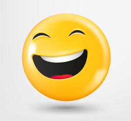 Smiling emoji 3d vector. Emoticon isolated on white background 
