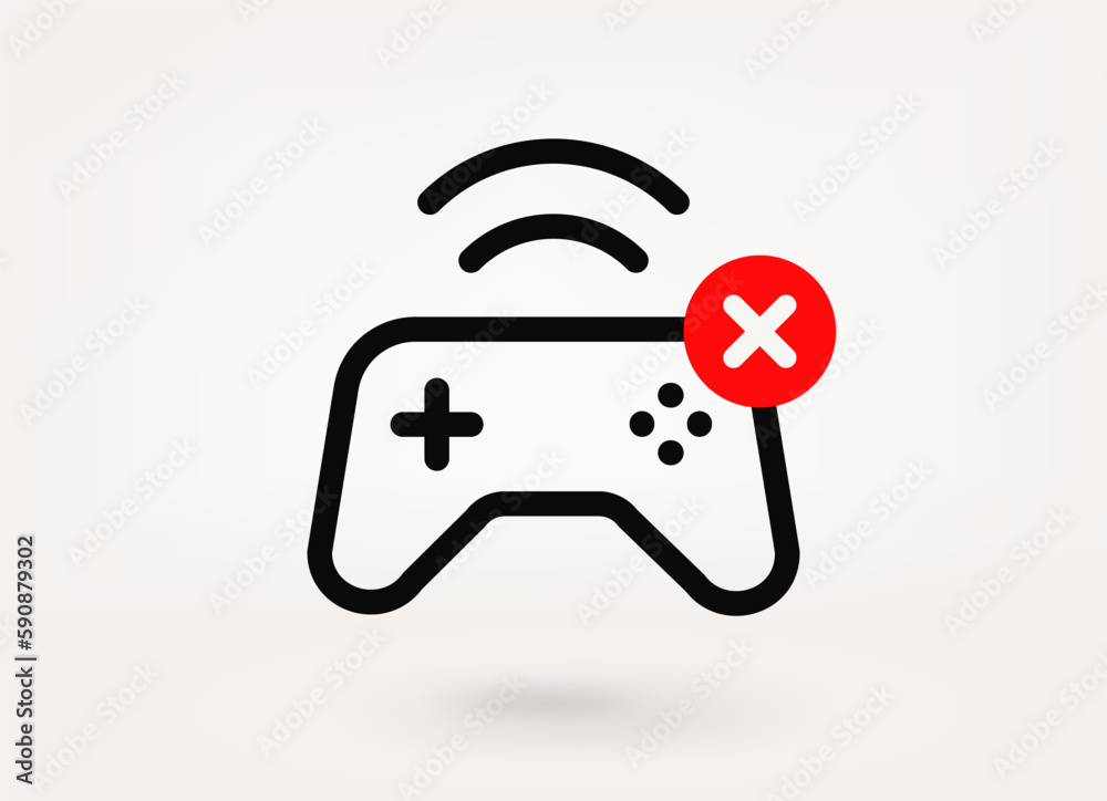 Poster Wireless gamepad with ban mark. 3d vector icon