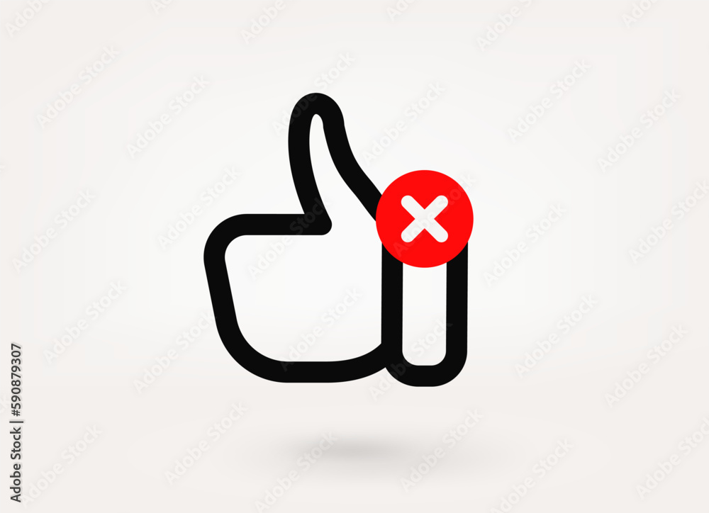 Poster thumbs up pictogram with ban mark. 3d vector icon