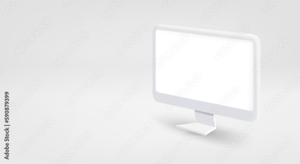 Aufkleber Modern computer monitor with blank screen. 3d vector banner with copy space