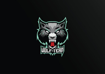 wolf team logo esport gaming design premium mascot