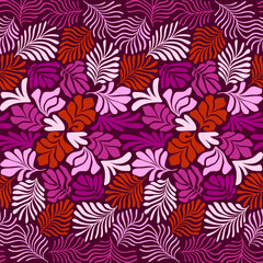 Multicolor abstract background with tropical palm leaves in Matisse style. Vector seamless pattern with Scandinavian cut out elements.