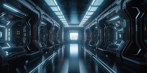 scifi futuristic corridor. Generative AI