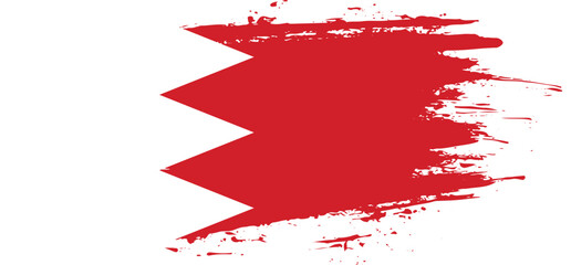 Creative hand-drawn brush stroke flag of BAHRAIN country vector illustration