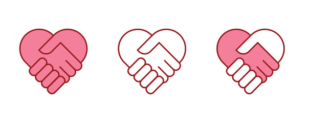 Handshake as heart logo vector illustration isolated on white background