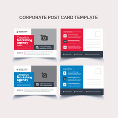 Obraz premium Corporate Creative Modern Business Post Card or EDDM Card Red Or Blue Template Design