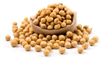 A sack of soya beans or soybean isolated on white.
