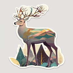 Colorful and playful image of a deer in a cartoon style in vector format