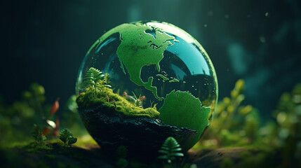 Fototapeta na wymiar Green Planet Earth Day or Environment day Concept, ecology concept ,nature background, Generative AI 