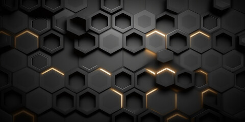 Dark Honey Comb Background With Golden Breathing Lights | Genrative Art