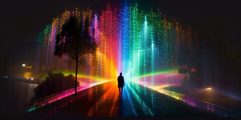 A Man through the Rainbow  of Lights | Generative Art