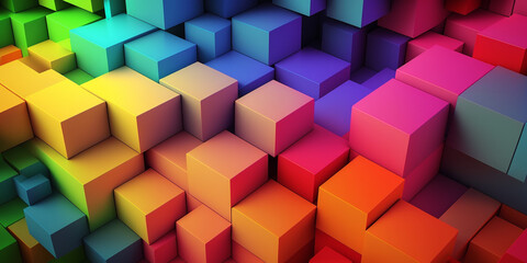 Fototapeta na wymiar Mixture Of Colorful 3D Cube blocks for background and Wallpapers | Generative Art 