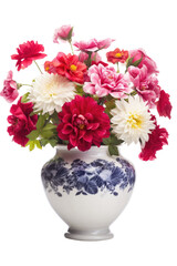 vase of flowers isolated on a transparent background, generative ai