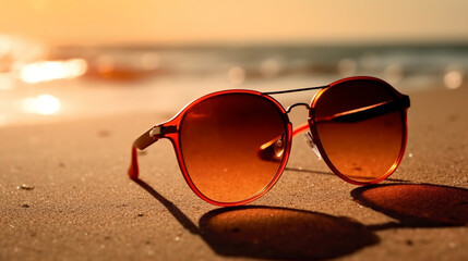Woman beautiful style fashionable attractive fancy red sun glasses.