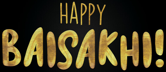 Happy Baisakhi Golden calligraphy design banner, Vaisakhi festival background and typography, Indian Festival Banner.