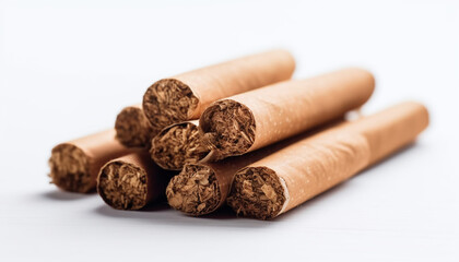 Some handmade cigarette isolated studio shot wood background product presentation.