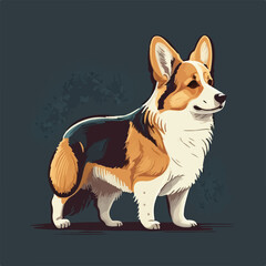 Vector drawing of a dog in a natural pose