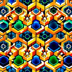 seamless pattern of interlocking hexagons in various colors or gradients suitable for 8k resolution Web banner