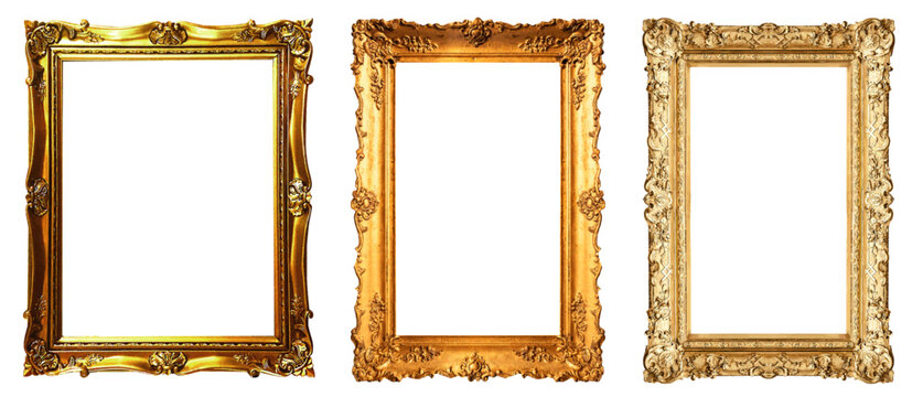 Set of Decorative vintage frames and borders set. Gold photo frame  floral for picture, Vector decoration pattern. border design