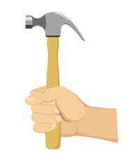 Hammer in hand. Flat style. 