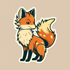 Obraz premium Abstract fox design with bold lines and bright colors in shades of orange and yellow