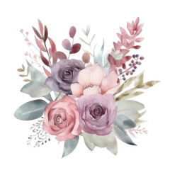 Watercolor flower isolated. Illustration AI Generative.