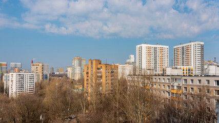 Fototapeta na wymiar Cityscape of a small sleeping area in Moscow.