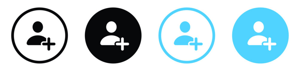 Obraz premium Add new user icon vector male person profile avatar with plus symbol, Add user profile icon