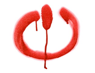 Red spray stain symbol of On/Off switch icon isolated on white, clipping path