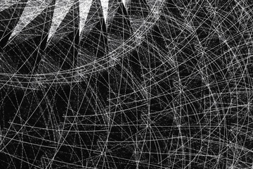 White pattern of crooked threads on a black background. Abstract fractal 3D rendering