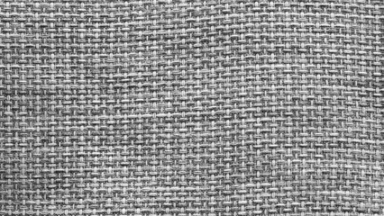Black white cotton fabric texture background. Detail of canvas textile material.