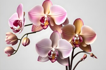 Beautiful Orchid with Pink, white and Gold Color. Created with Generative AI technology