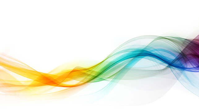 Abstract rainbow wave, smoke on a white background.