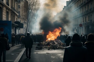 Paris demonstration chaos. Generate Ai