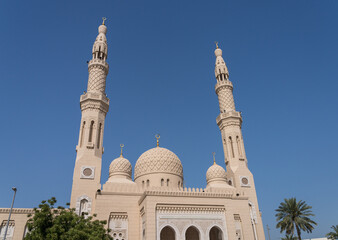 Exterior of the Jumeirah mosque in Dubai, UAE, open for cultural visits and education for visitors