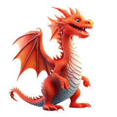 A cartoon character orange dragon isolated on a white background