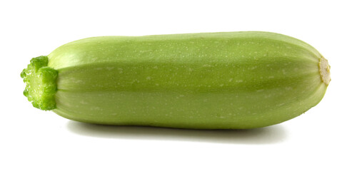 Little fresh young green zucchini on a white background