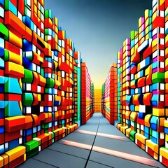 a pattern of 3D cubes in different perspectives sizes and colors or gradients arranged in a specific pattern or randomly in 8k resolution Web banner