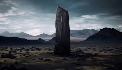 Stone black monolith. Generate Ai