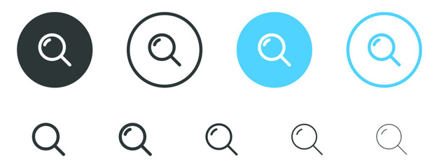 search icon button - magnifying glass loupe sign symbol, magnifier icon