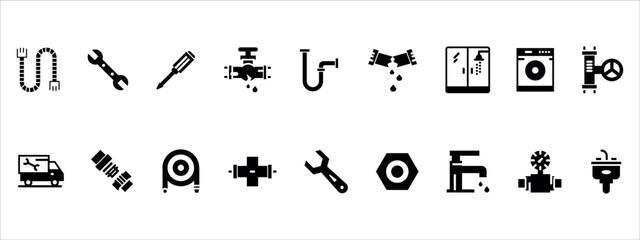 Plumbing icons on a white background. Vector