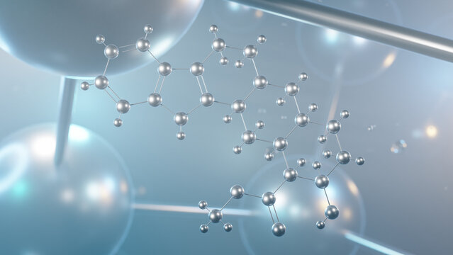 yohimbine molecular structure, 3d model molecule, quebrachine, structural chemical formula view from a microscope