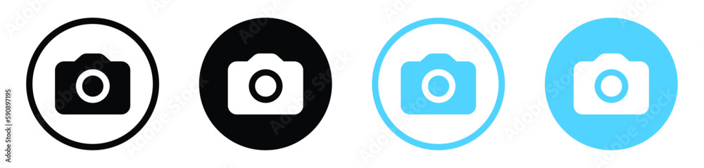 Poster camera icon, photo camera symbol, snapshot icon in filled, thin line, outline and stroke style for a