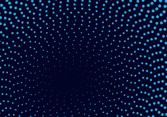 Halftone polka dots pattern tech blue background, vector