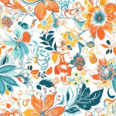 Fototapeta na wymiar Playful and modern floral seamless pattern, featuring bold and geometric shapes that add a trendy and edgy touch to any project. generative ai.