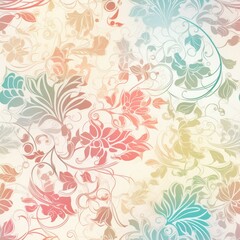 Fototapeta na wymiar Ethereal and dreamy floral seamless pattern, with a soft and romantic feel that's perfect for adding a touch of whimsy to your designs. generative ai.