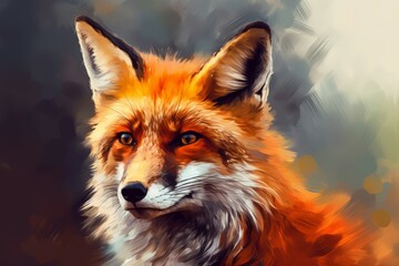 Fototapeta premium Fox closeup digital art. Generate Ai