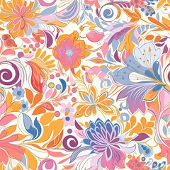 Vibrant and colorful floral seamless pattern, perfect for adding a touch of liveliness to any design project.